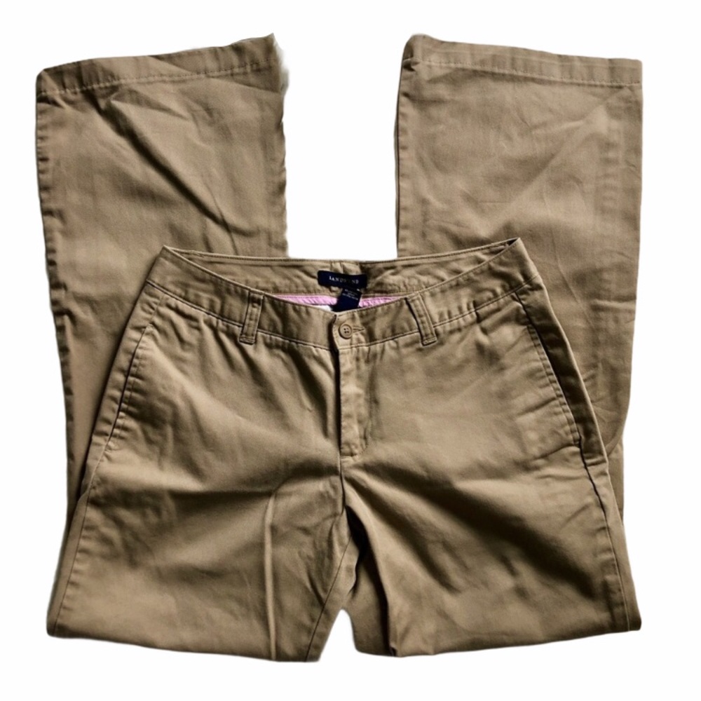 Lands end flare kaki dress pants